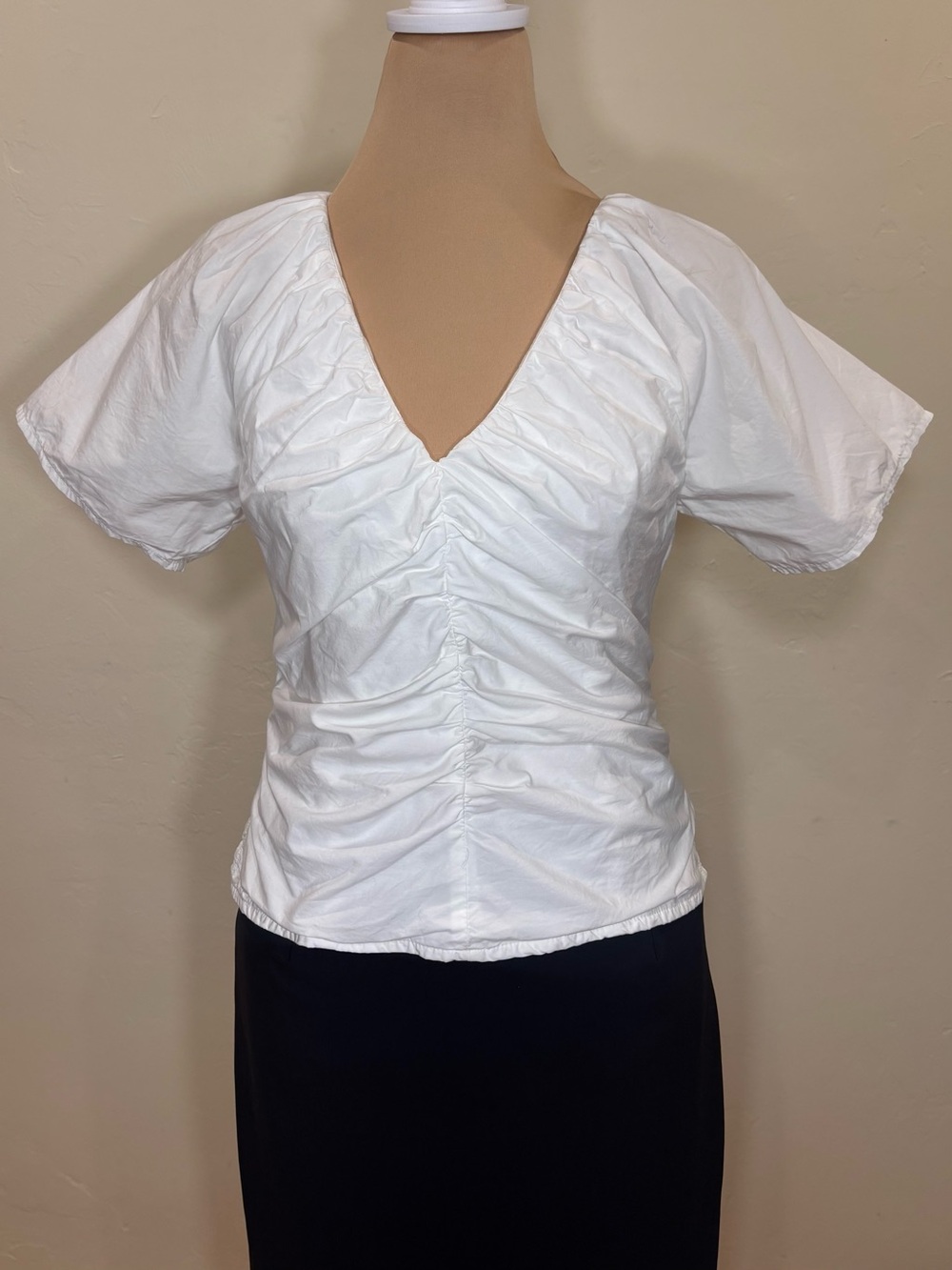 Banana Republic Factory Ruched V Neck Flutter Sleeve Blouse, 100% Cotton